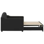 Pat de zi cu extensie, negru, 80×200 cm, textil