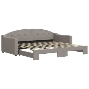 Pat de zi cu extensie, gri taupe, 90×200 cm, textil