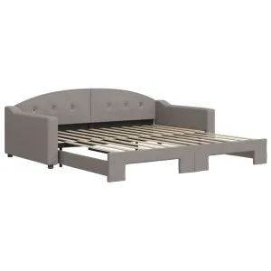 Pat de zi cu extensie, gri taupe, 100×200 cm, textil