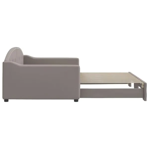 Pat de zi cu extensie, gri taupe, 100×200 cm, textil