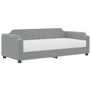 Pat de zi cu saltea, gri deschis, 100×200 cm, textil