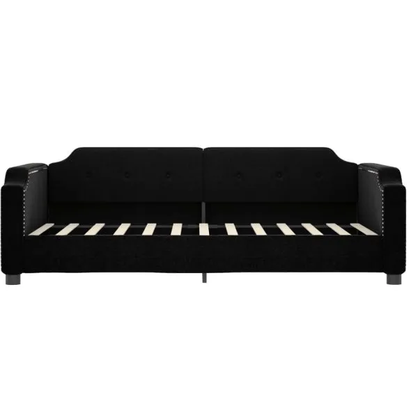 Pat de zi cu saltea, negru, 90×190 cm, textil