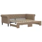 Pat de zi cu extensie, cappuccino, 90×200 cm, piele ecologică