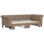 Pat de zi cu extensie, cappuccino, 90×200 cm, piele ecologică