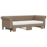 Pat de zi cu extensie și saltele cappuccino 90×200 cm piele eco