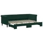 Pat de zi cu extensie, verde închis, 80×200 cm, catifea