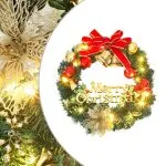 Coroniță de Crăciun cu 15 LED-uri, verde, 30 cm