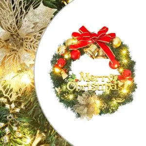 Coroniță de Crăciun cu 15 LED-uri, verde, 30 cm