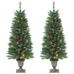 Brazi de Crăciun artificiali 2 buc. 100 LED-uri verde 120 cm