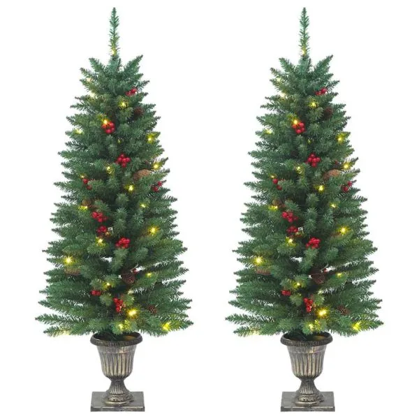 Brazi de Crăciun artificiali 2 buc. 100 LED-uri verde 120 cm