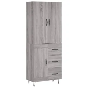 Dulap înalt, gri sonoma, 69,5x34x180 cm, lemn compozit