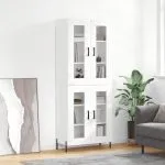 Dulap înalt, alb extralucios, 69,5x34x180 cm, lemn compozit