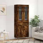 Dulap înalt, stejar fumuriu, 69,5x34x180, lemn compozit