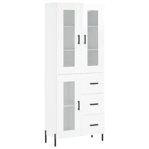 Dulap înalt, alb extralucios, 69,5x34x180 cm, lemn compozit