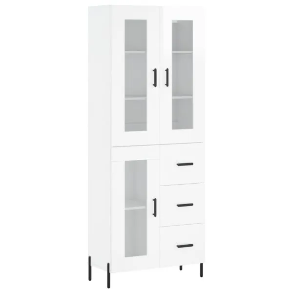 Dulap înalt, alb extralucios, 69,5x34x180 cm, lemn compozit