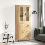 Dulap înalt, stejar sonoma, 69,5x34x180 cm, lemn compozit