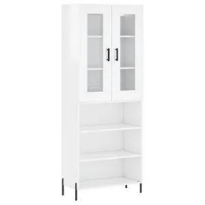 Dulap înalt, alb extralucios, 69,5x34x180 cm, lemn compozit