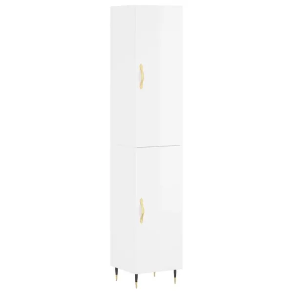 Dulap înalt, alb extralucios, 34,5x34x180 cm, lemn prelucrat