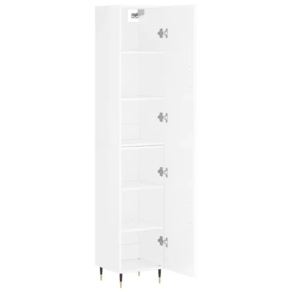 Dulap înalt, alb extralucios, 34,5x34x180 cm, lemn prelucrat