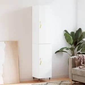 Dulap înalt, alb extralucios, 34,5x34x180 cm, lemn prelucrat