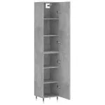 Dulap înalt, gri beton, 34,5x34x180 cm, lemn prelucrat