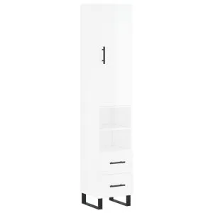 Dulap înalt, alb extralucios, 34,5x34x180 cm, lemn prelucrat