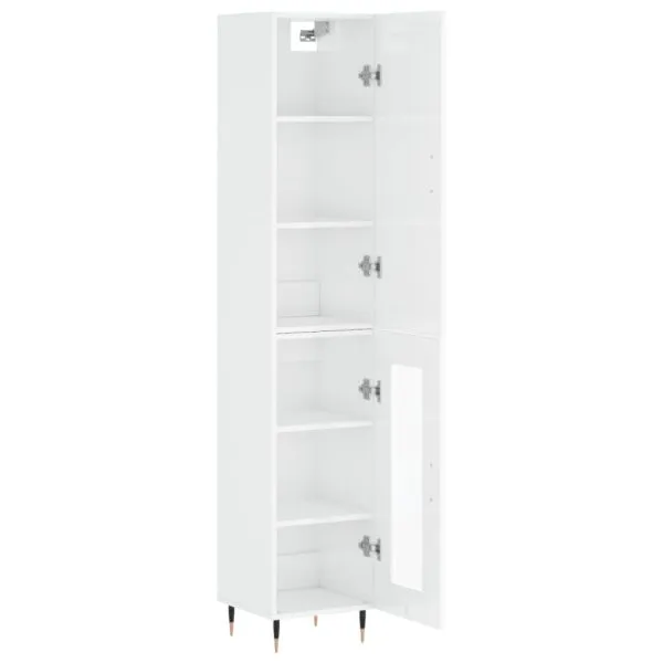 Dulap înalt, alb extralucios, 34,5x34x180 cm, lemn prelucrat