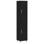 Dulap înalt, negru, 34,5x34x180 cm, lemn prelucrat