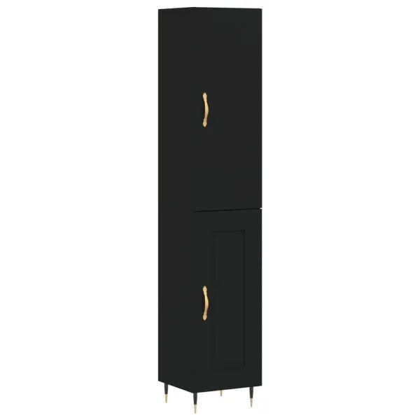 Dulap înalt, negru, 34,5x34x180 cm, lemn prelucrat