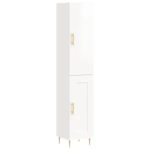 Dulap înalt, alb extralucios, 34,5x34x180 cm, lemn prelucrat