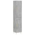 Dulap înalt, gri beton, 34,5x34x180 cm, lemn prelucrat