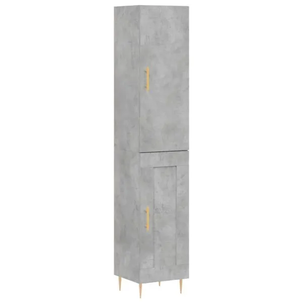 Dulap înalt, gri beton, 34,5x34x180 cm, lemn prelucrat