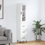 Dulap înalt, alb extralucios, 34,5x34x180 cm, lemn prelucrat