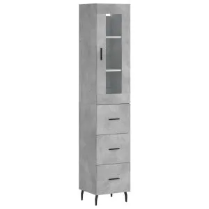 Dulap înalt, gri beton, 34,5x34x180 cm, lemn prelucrat
