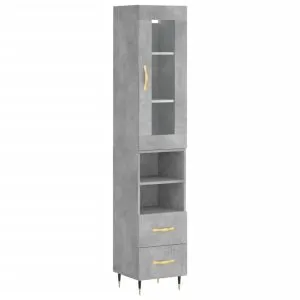 Dulap înalt, gri beton, 34,5x34x180 cm, lemn prelucrat