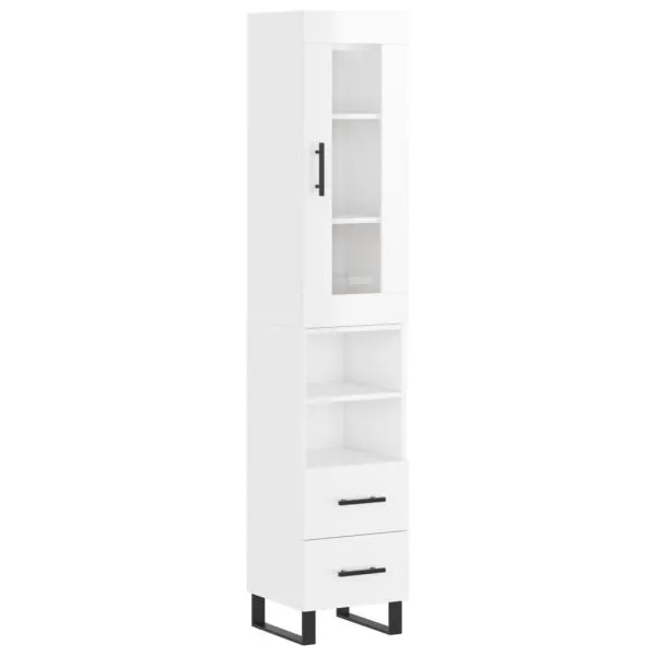 Dulap înalt, alb extralucios, 34,5x34x180 cm, lemn prelucrat