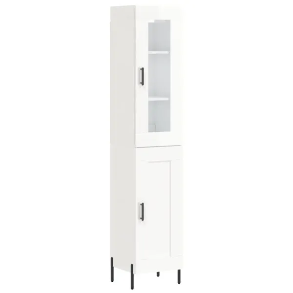 Dulap înalt, alb extralucios, 34,5x34x180 cm, lemn prelucrat