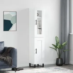 Dulap înalt, alb extralucios, 34,5x34x180 cm, lemn prelucrat