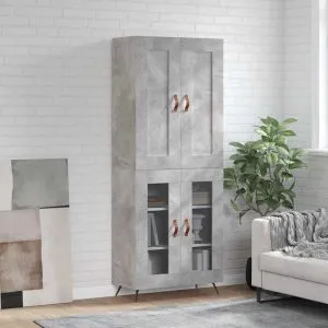 Dulap înalt, gri beton, 69,5x34x180, lemn compozit