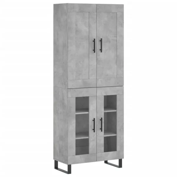 Dulap înalt, gri beton, 69,5x34x180, lemn compozit
