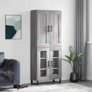 Dulap înalt, gri sonoma, 69,5x34x180 cm, lemn compozit