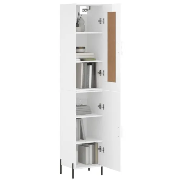 Dulap înalt, alb extralucios, 34,5x34x180 cm, lemn prelucrat