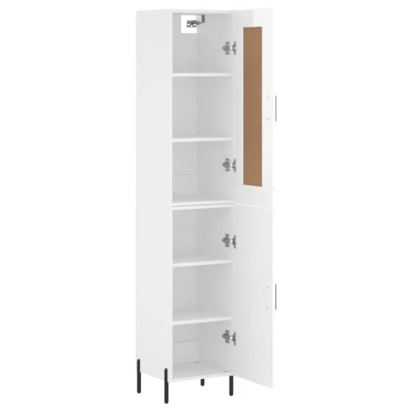 Dulap înalt, alb extralucios, 34,5x34x180 cm, lemn prelucrat