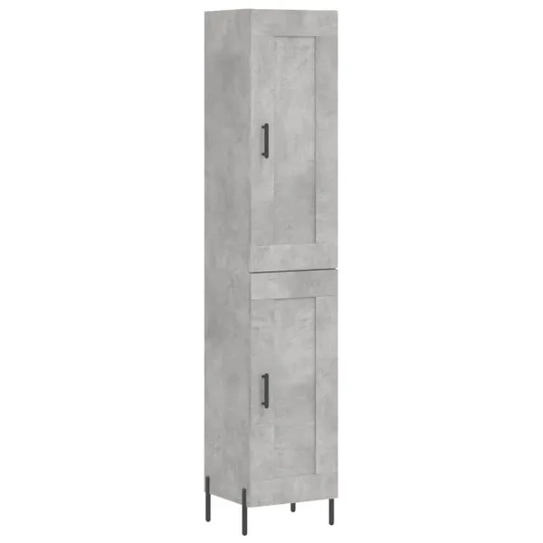 Dulap înalt, gri beton, 34,5x34x180 cm, lemn prelucrat