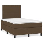 Pat box spring cu saltea, maro închis, 120×200 cm, textil