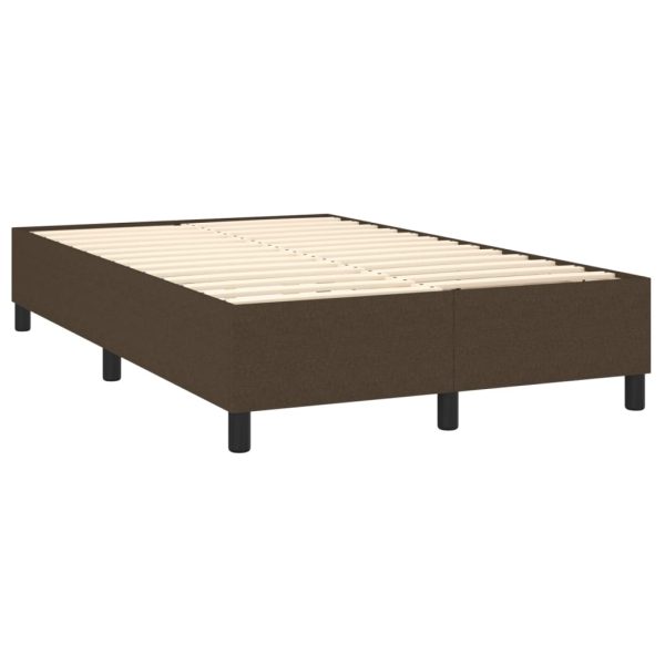 Pat box spring cu saltea, maro închis, 120×200 cm, textil