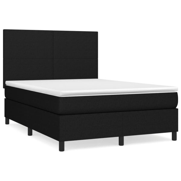 Pat box spring cu saltea, negru, 140×200 cm, textil