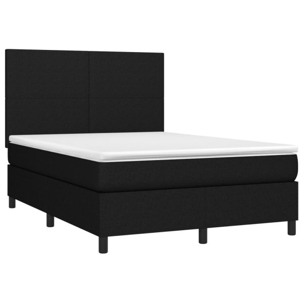 Pat box spring cu saltea, negru, 140×200 cm, textil