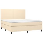 Pat continental cu saltea, crem, 180×200 cm, textil