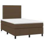 Pat box spring cu saltea, maro închis, 120×200 cm, textil